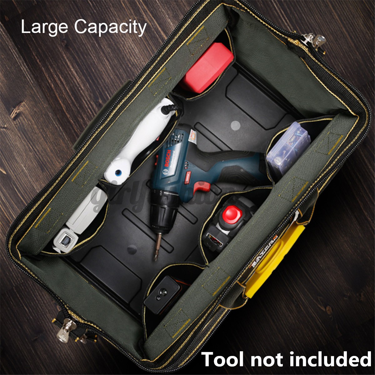 13/16/18/20inch Upgrade Waterproof Tools Storage Bag Heavy Duty Molded Base Pouches