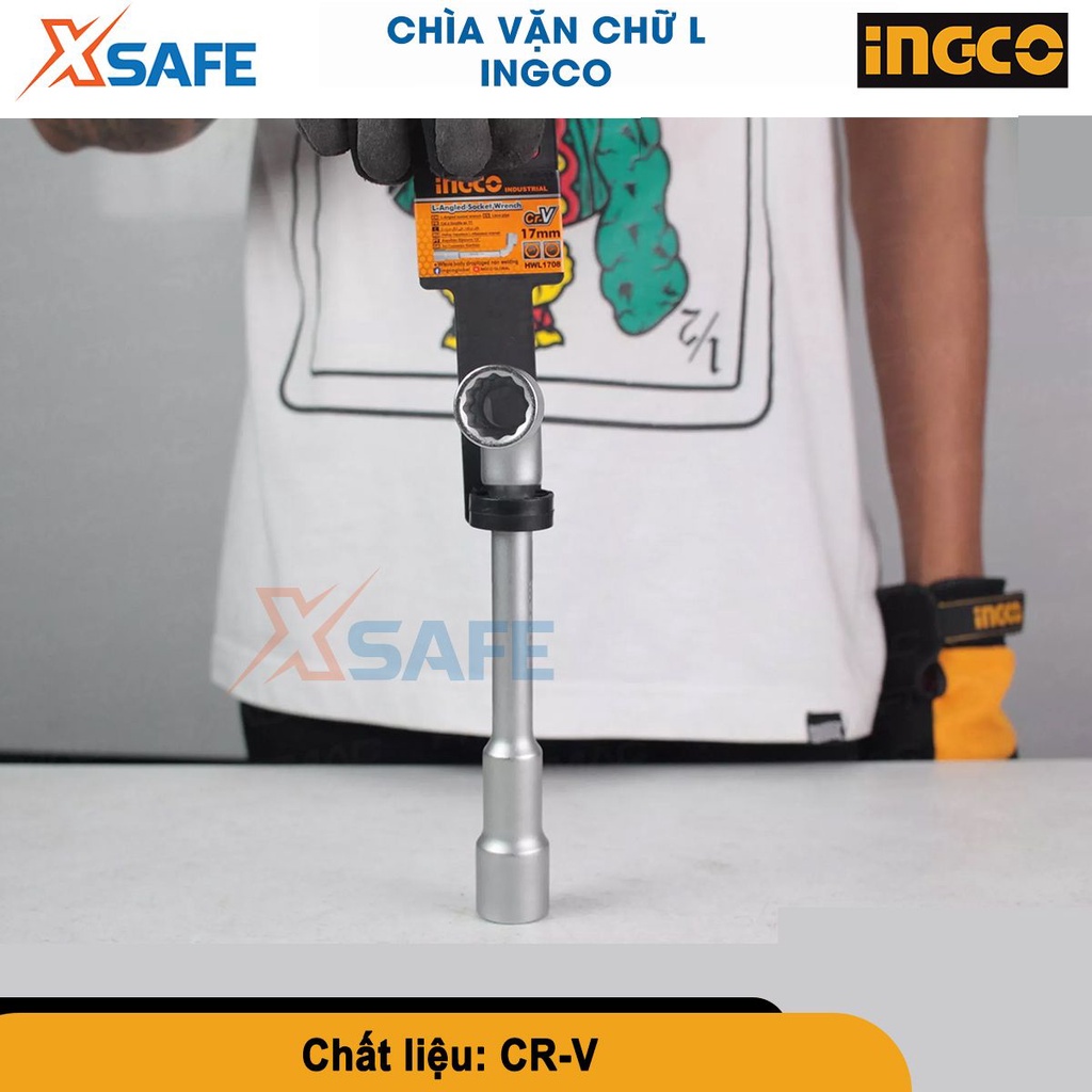 Chìa vặn góc chữ L INGCO 10-17mm chất liệu CR-V được đúc nguyên khối, không hàn, chất lượng FACOM [CHÍNH HÃNG][XSAFE]
