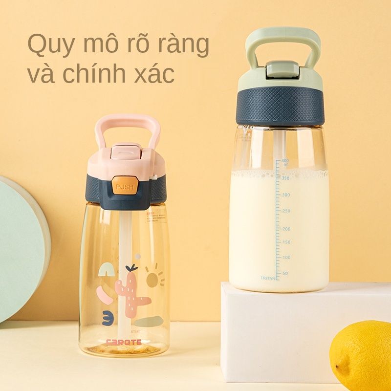 Cốc đựng nước cà rốt tritan dành cho trẻ em cốc nhựa cầm tay dung tích lớn chống rơi Chai nước thể thao Cốc rơm