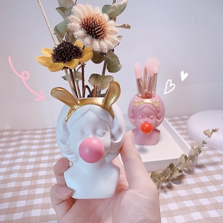 Lọ hoa/ đựng cọ trang điểm thiết kế hình cô gái xinh xắn phong cách Bắc Âu đa năng tiện lợi