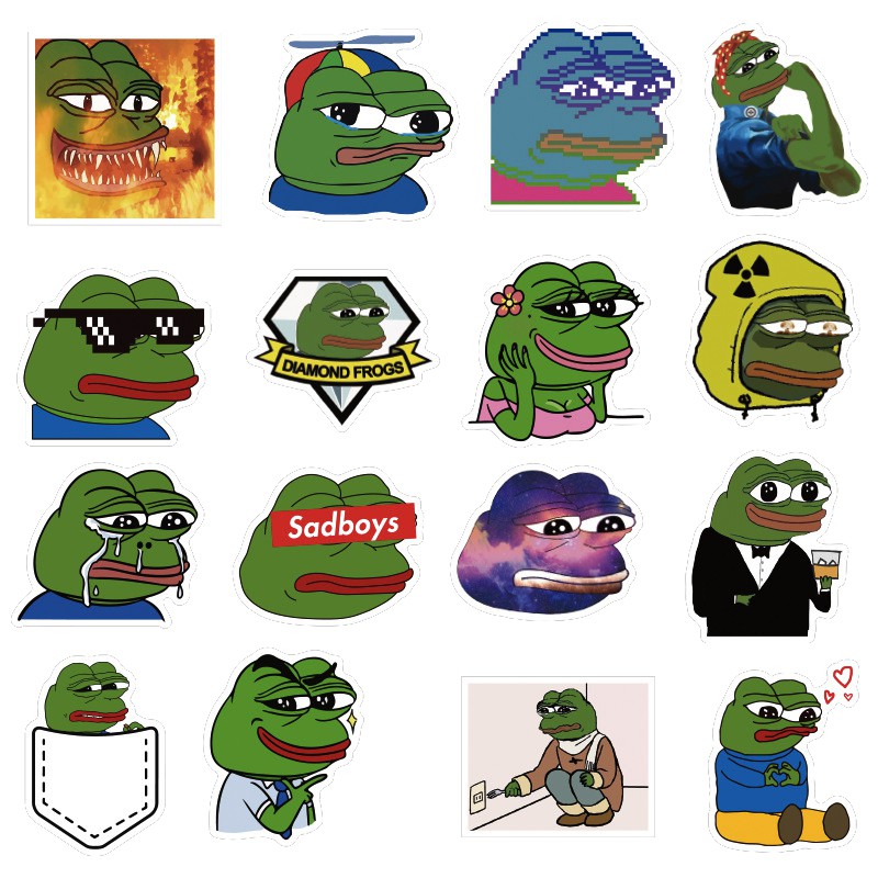 Set 50 sticker ếch xanh Pepe siêu bựa mẫu mới