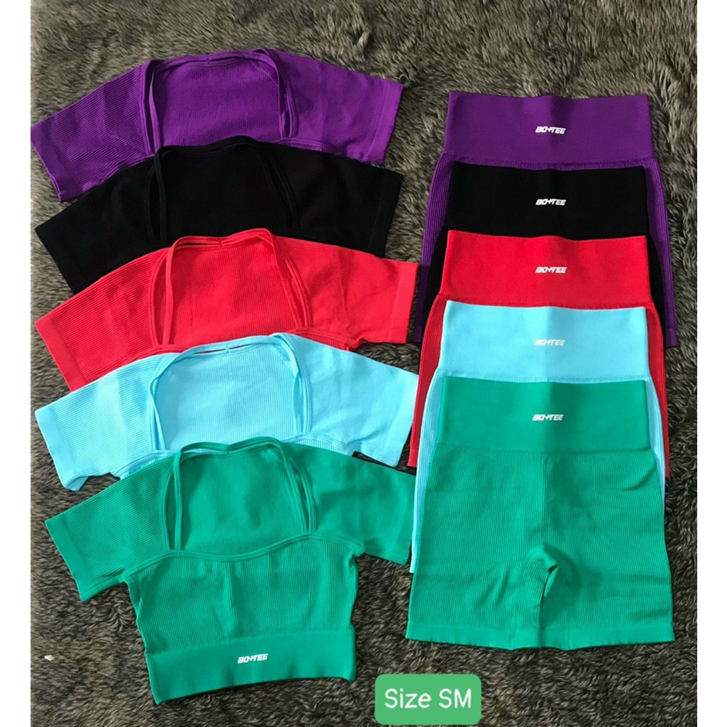 Set bộ đùi thể thao tập gym yoga nữ dệt kim cao cấp áo crop ngắn tay, quần đùi cạp cao Bin Sports BN084