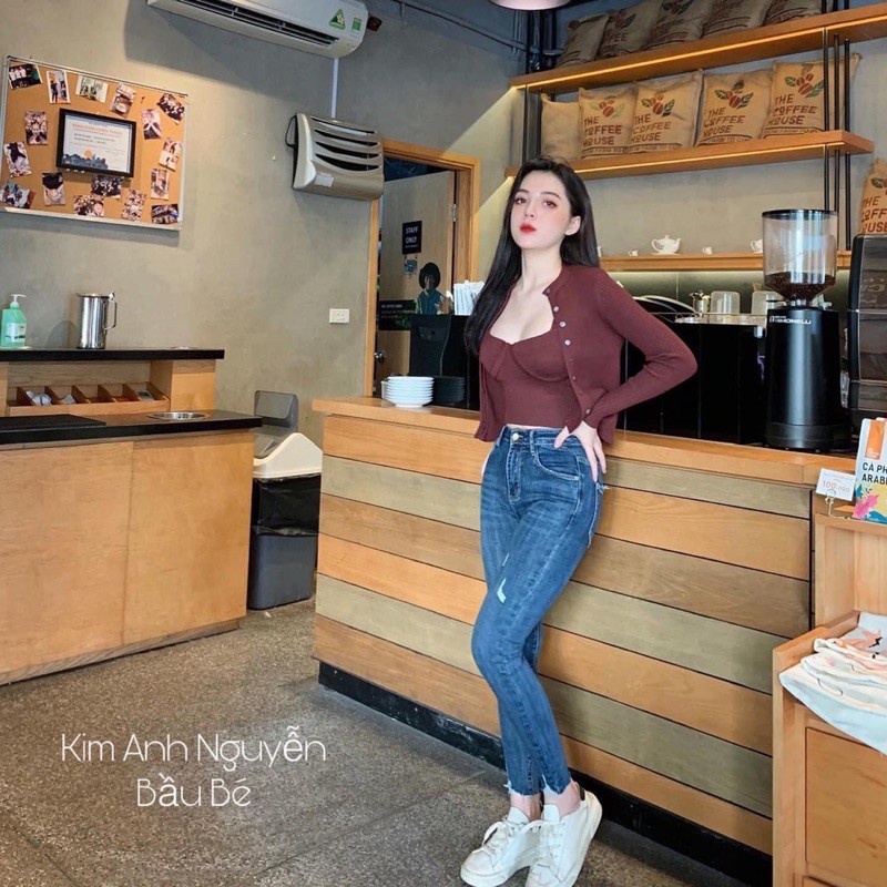 BÁN SỈ QUẦN JEAN MÀU XANH M1089 CẠP CAO CHO NỮ | BigBuy360 - bigbuy360.vn