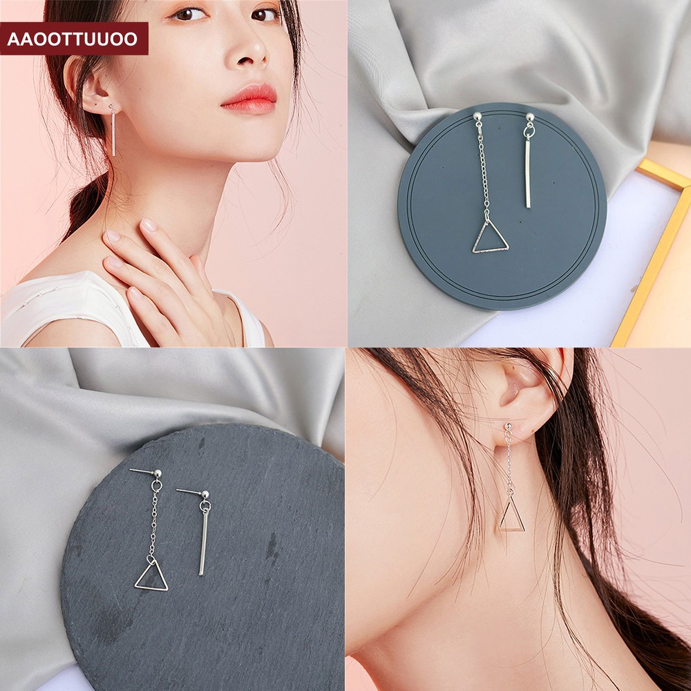 Hoa tai hình tam giác &amp; que dọc thời trang Hàn Quốc đơn giản