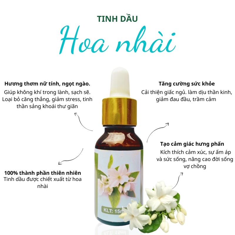 Tinh dầu hoa nhài essential oil giúp khử mùi, thơm phòng - 10ml