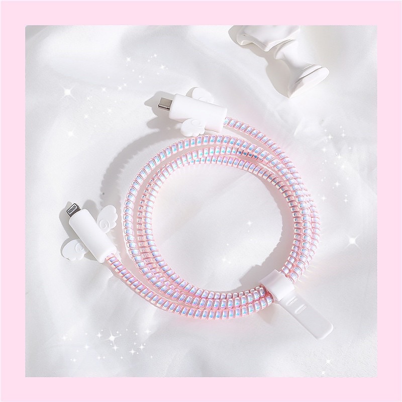{Usb-Type C} Bộ bảo vệ dây sạc Samsung /Oppo (quấn sạc và bảo vệ đầu sạc cánh thiên thần 2 đầu)