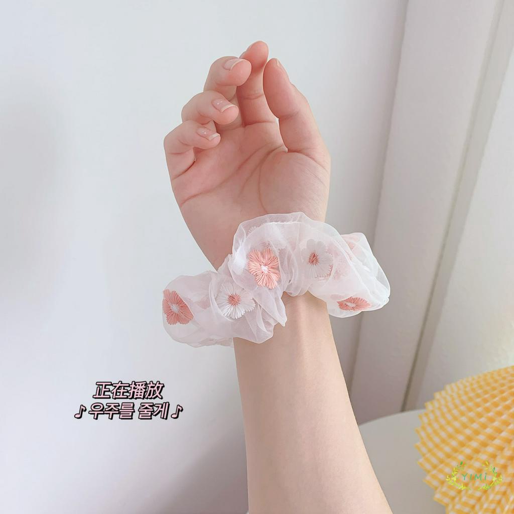 Dây buộc tóc co dãn trang trí họa tiết hoa vải xinh xắn cho nữ