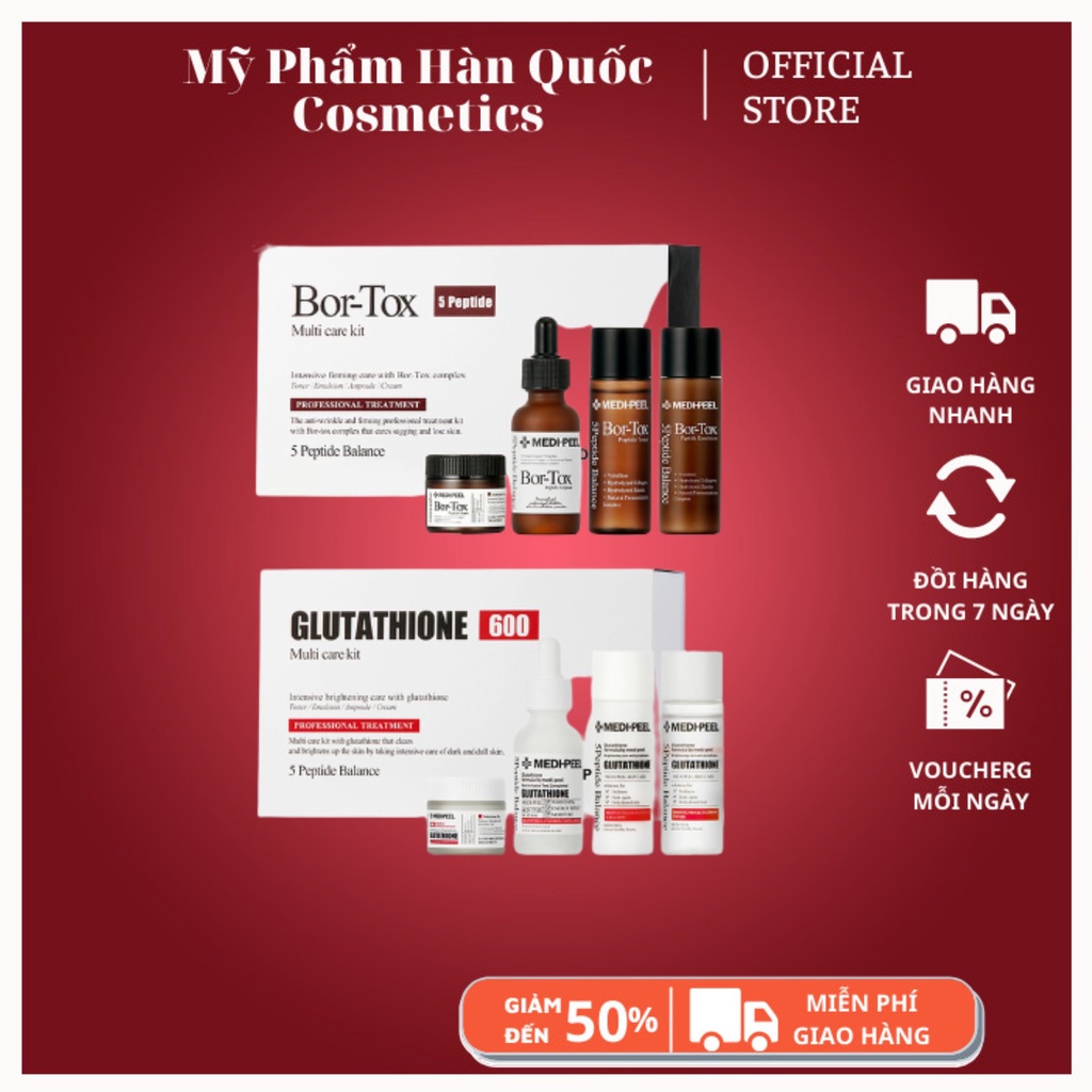 Bộ sản phẩm Trắng Da , chống lão hóa, giảm nám Medi peel Bio Intenes Gluthione 600 White Ampoule(Sét 4 món)