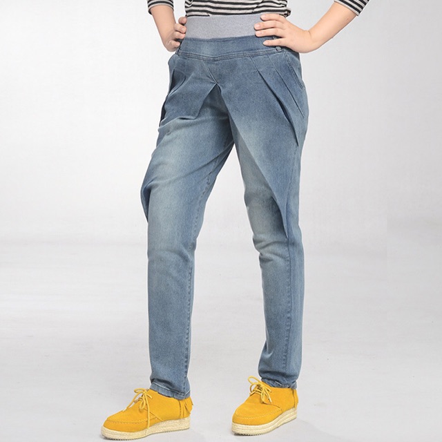 Quần jean big size lưng thun xếp li size lớn 70-90kg