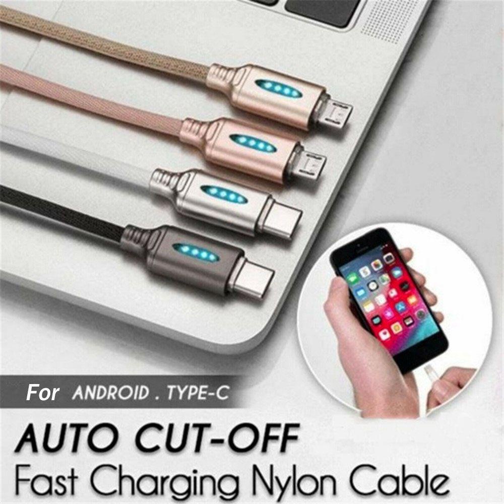 MYRONGVN Dây Cáp Truyền Dữ Liệu 2A Tự Động Ngắt Kết Nối Bằng Nylon Mới