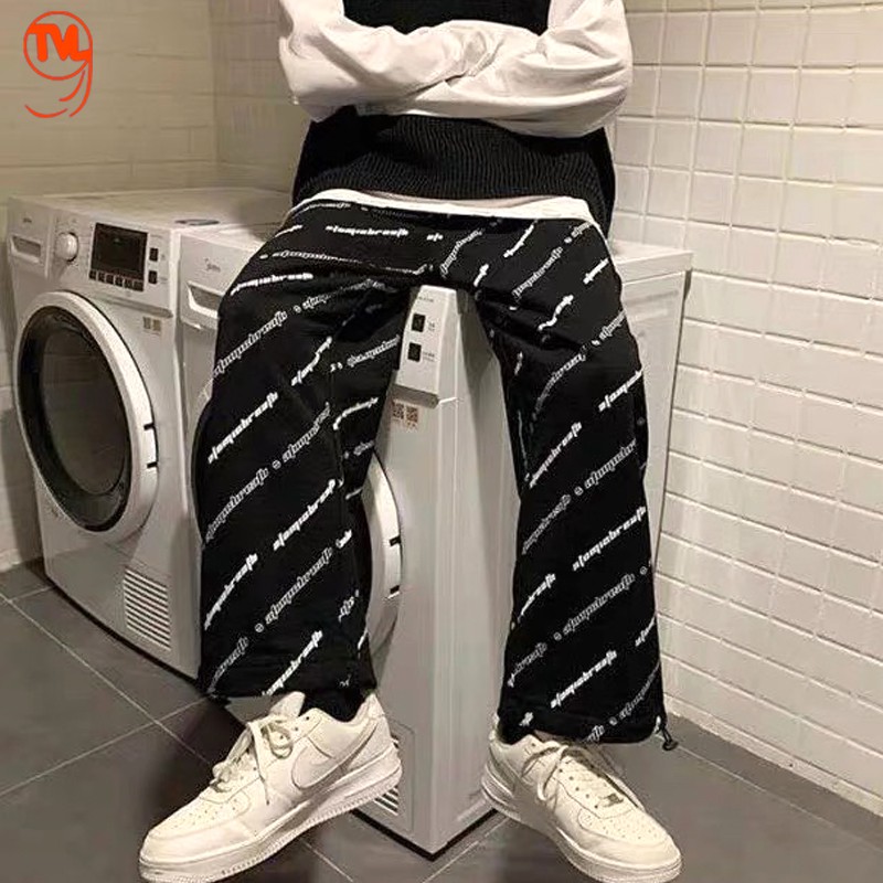 Quần ống rộng nữ TVL1999, quần jogger nữ phong cách đường phố cá tính chất liệu nỉ dày dặn có dây rút điều chỉnh gấu.