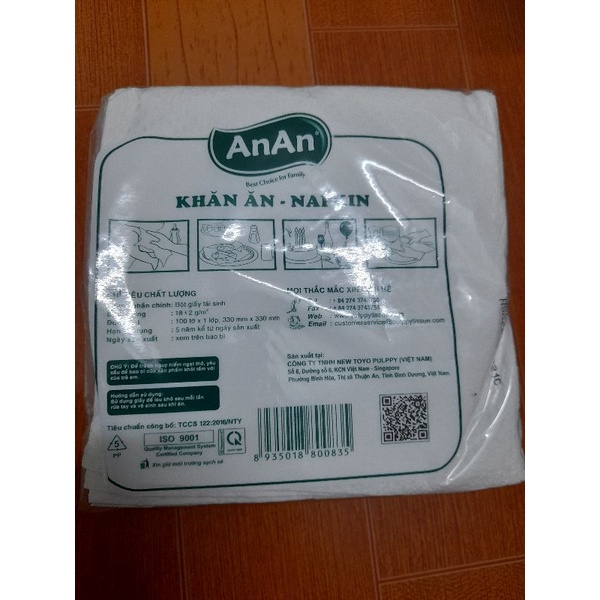 Khăn giấy vuông An An loại lớn 30x30 (xấp 100 tờ)