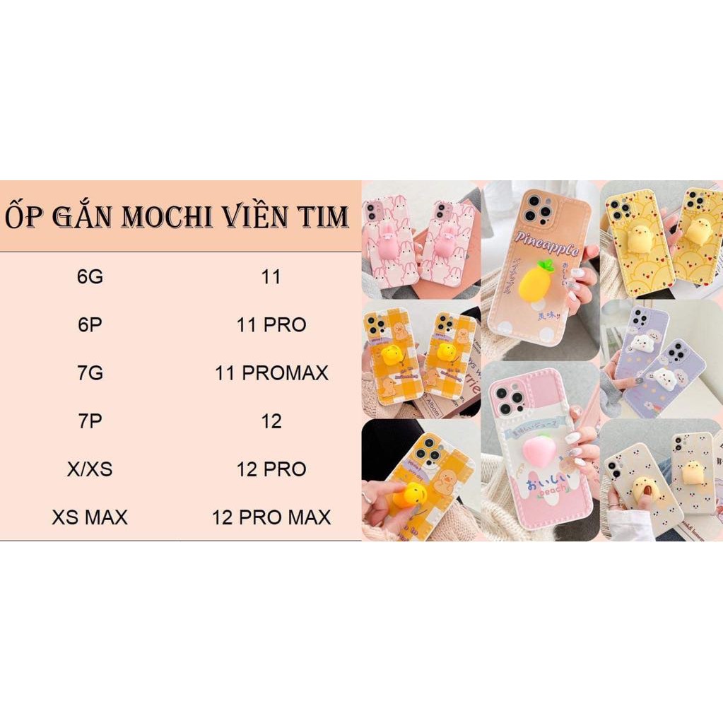 Ốp lưng điện thoại iphone gắn mochi đào 12ProMax/12/11/11ProMax/X/XsMax/6/6plus/7plus/8p Tpu silicon phụ kiện độc lạ