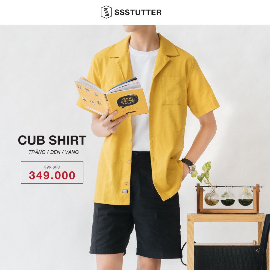 Áo sơ mi Nam ngắn tay có 2 túi ngực SSSTUTTER chi tiết khuy sừng cổ điển gọn gàng 2 màu Cub shirt | BigBuy360 - bigbuy360.vn