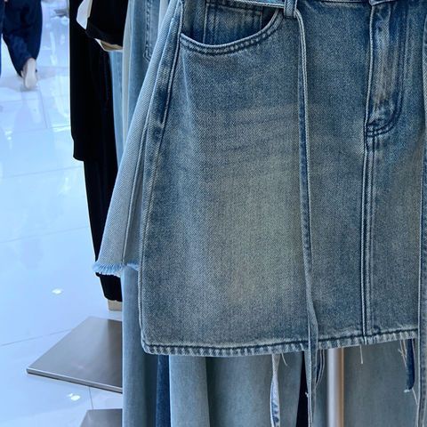 Jiashucheng Chân Váy Denim Chữ A Lưng Cao Thắt Dây Phong Cách Retro Mùa Hè Mỹ Hàng Mới 2023