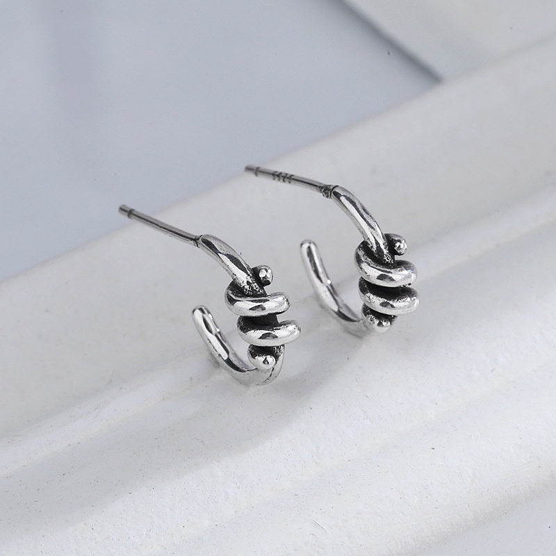 Khuyên tai hình bán nguyệt thắt nút kiểu hình học độc đáo thời trang cho nữ F750