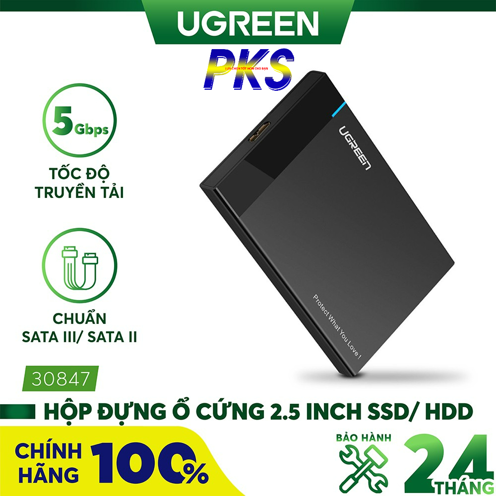 Hộp đựng ổ cứng 2,5 inch USB 3.0 cao cấp dây liền chính hãng Ugreen 30847