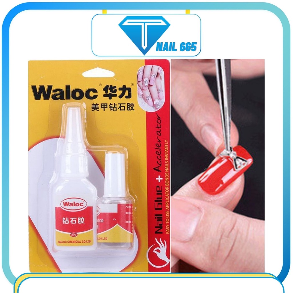 Keo Waloc bê tông gắn móng tay ,  Keo gắn hoa đá phụ kiện móng nail siêu trắc