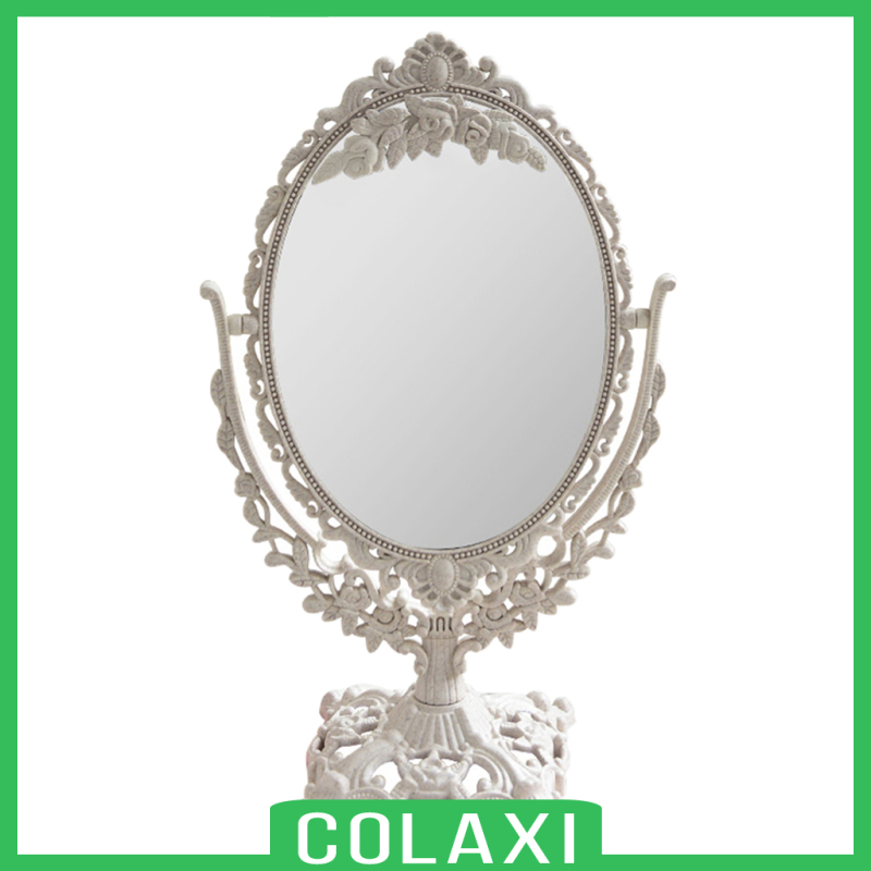[COLAXI]Desktop Mirror Oval Bathroom Double Sided 360 Makeup Mirror Decoration