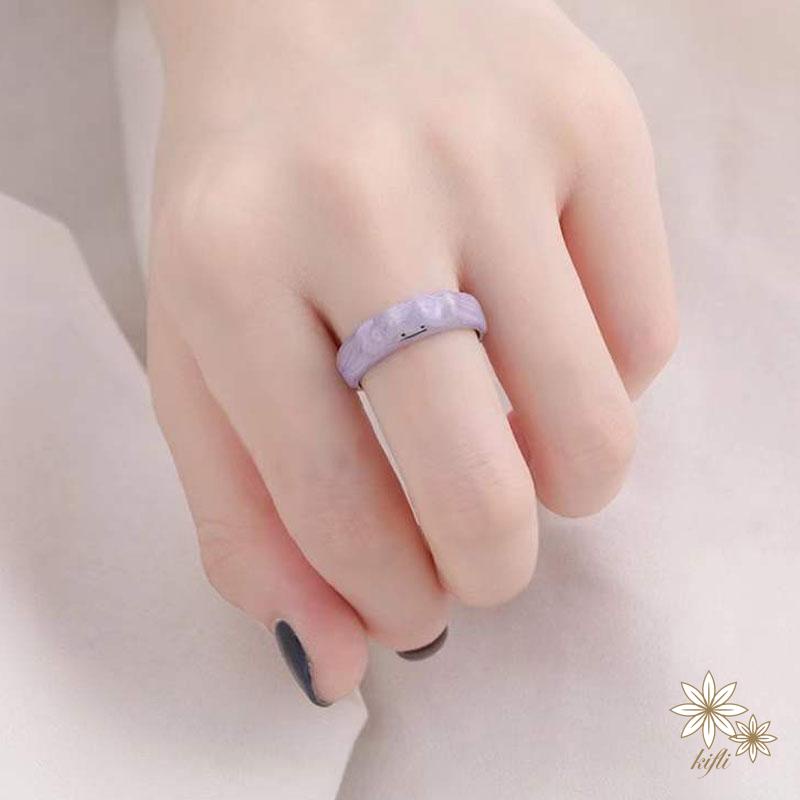 【Kifli】Nhẫn hình quái vật mặt cười màu tím đáng yêu thời trang 2022（quà tặng ngày thiếu nhi）