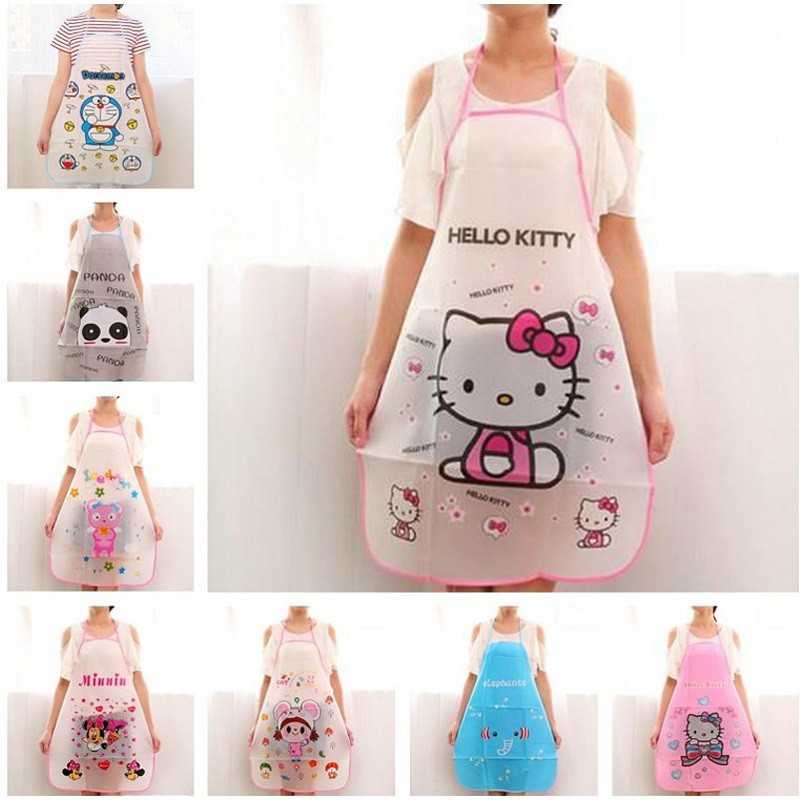 Hoạt Hình Tạp Dề Nấu Ăn Hình Hello Kitty Doremon Chống Thấm Nước / Dầu Mỡ