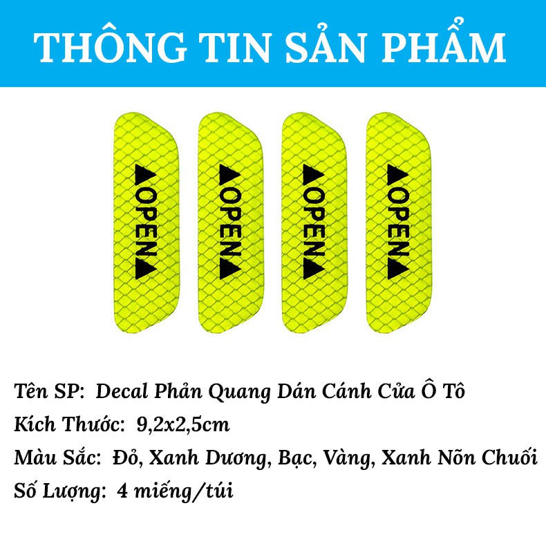 Bộ 4 Decal Phản Quang Cảnh Báo Mở Cửa Ô Tô