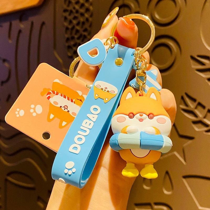 Móc khóa chó Shiba chất liệu PVC siêu đáng yêu móc túi móc balo trang trí quà tặng bạn bè người thân -Ráp