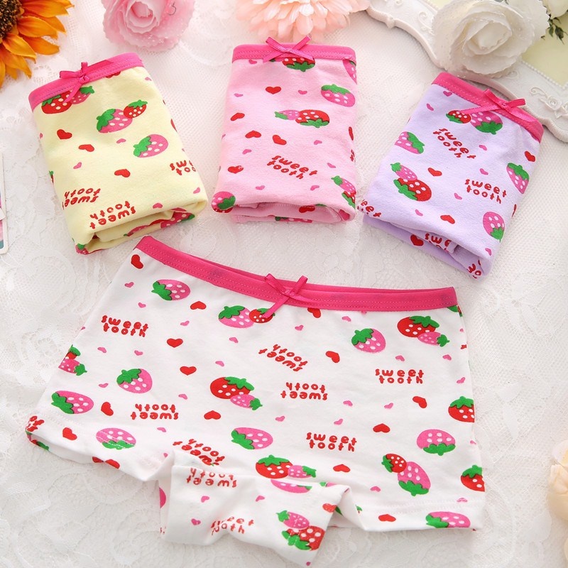 Bộ 4 Quần Lót Cotton In Hình Chuột Minnie Đáng Yêu Cho Bé Gái