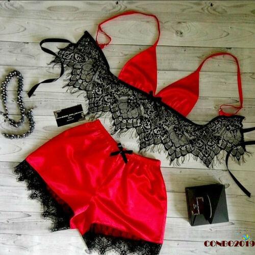 Y & L Women Ladies Lace Satin Bra Set Nightwear