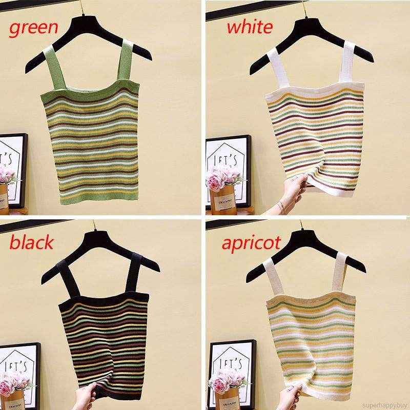 Áo nữ vải dệt không tay họa tiết kẻ sọc ngang thời trang | BigBuy360 - bigbuy360.vn