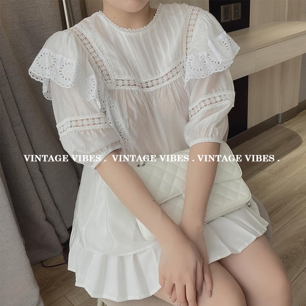 Áo babydoll cánh tiên tay bồng tiểu thư Ulzzang (hàng QC) - Ảnh thật + Video thật 1000%