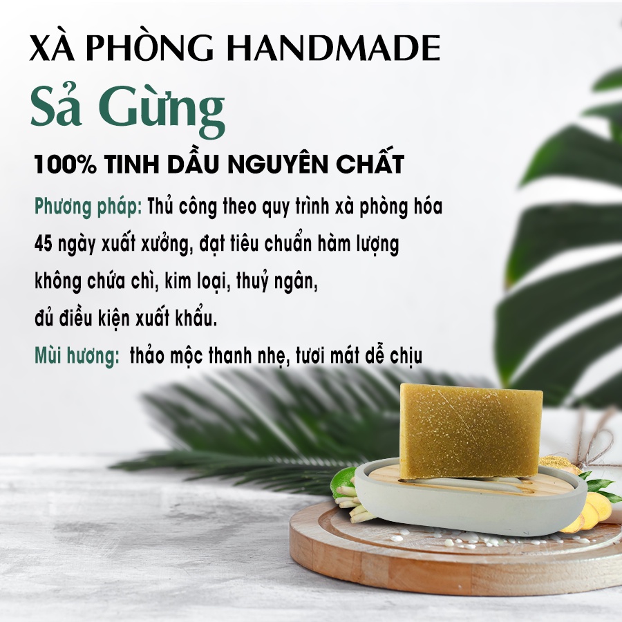 [ AROMA ] Xà phòng Handmade Sả gừng - Cold Natural handmade Soap - sáng da, trẻ lâu, thư giãn 100Gr