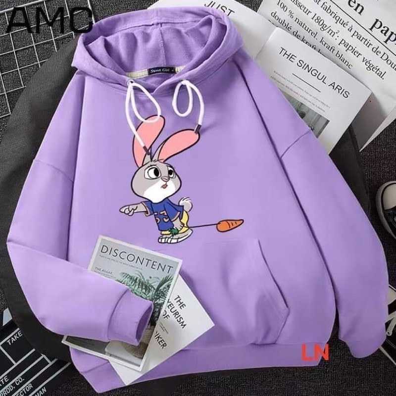 áo hoodie nỉ bông thỏ kéo cà rốt, áo hodie nỉ túi bụng