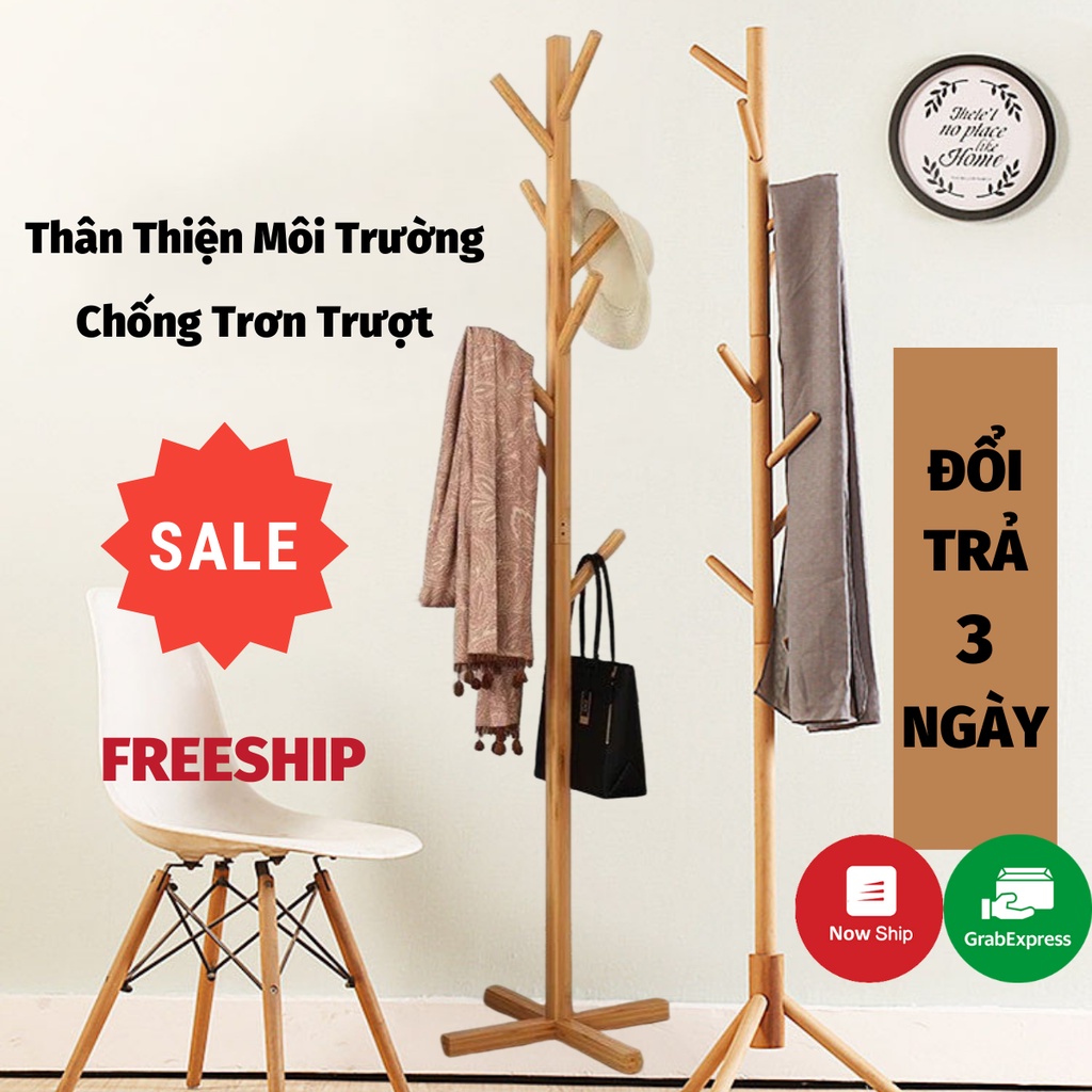 Giá Treo Quần Áo, Cây Treo Quần Áo Dáng Đứng Bằng Gỗ Tự Nhiên Chắc Chắn NOBITA OFFICIAL