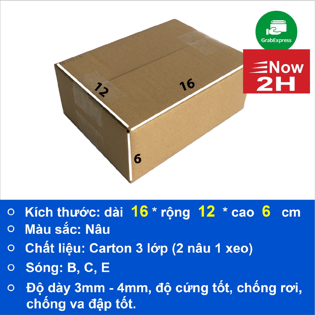 hộp giấy gói hàng 16x12x6 bộ 100