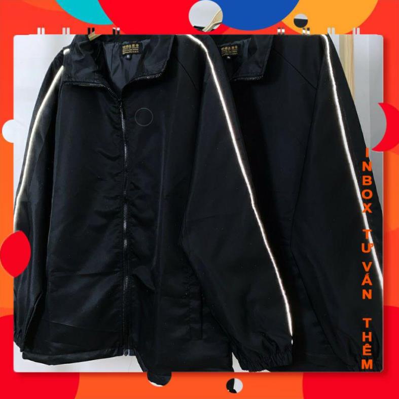 Áo Khoác dù Viền Tay 2 Sọc Phản Quang form unisex (Ảnh thật) QuynhChin.BD shop