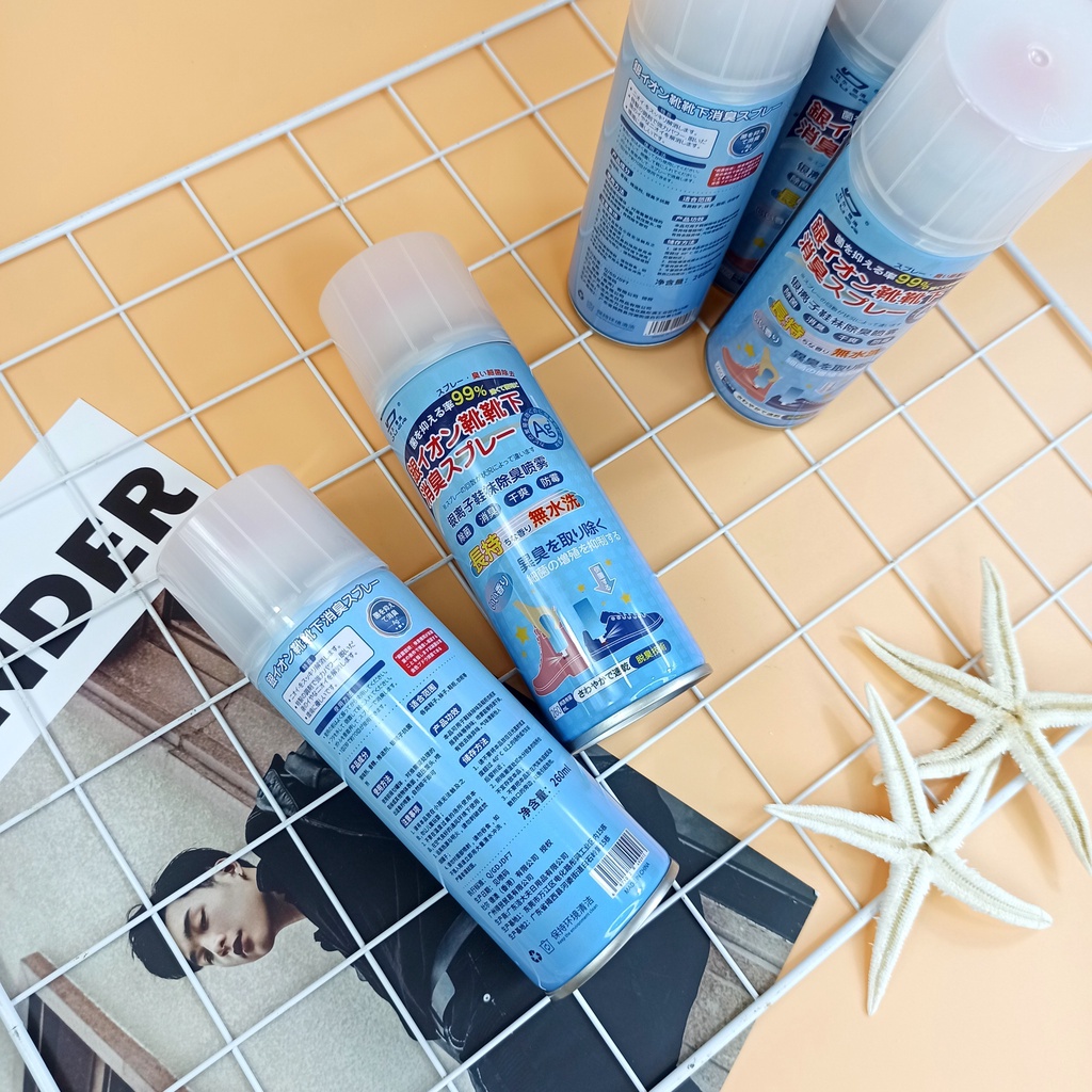 Bình xịt khử mùi hôi chân và làm sạch mùi giày công nghệ Nhật Bản 260ml | Loại bỏ vi khuẩn, ngăn mồ hôi Nano Bạc