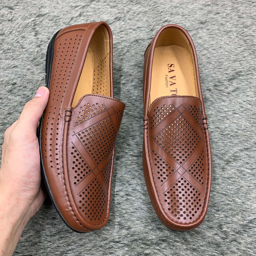 Giầy lười hè nam đục lỗ siêu thoáng