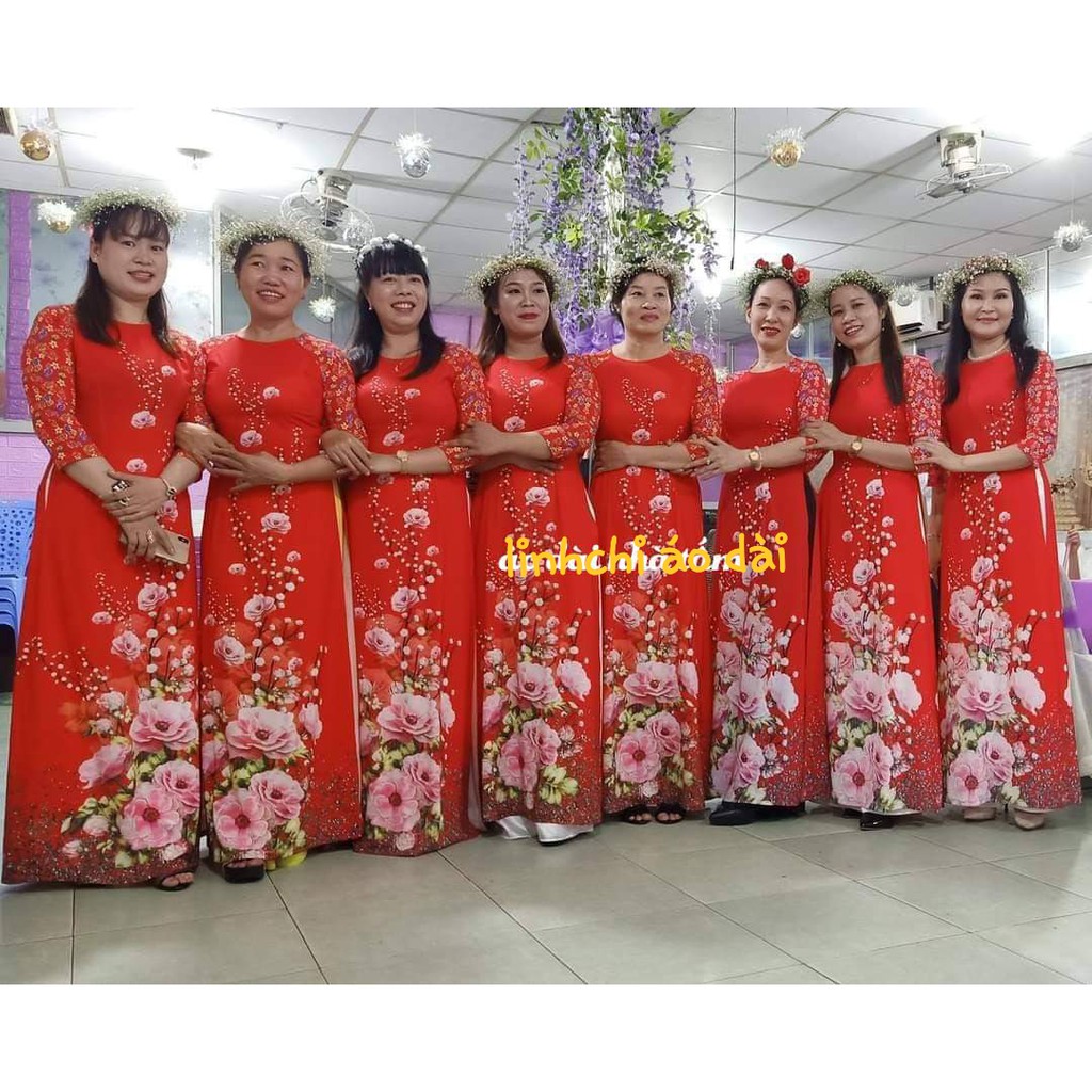 Áo dài lụa hàn in siêu đẹp flash sale 130k | BigBuy360 - bigbuy360.vn