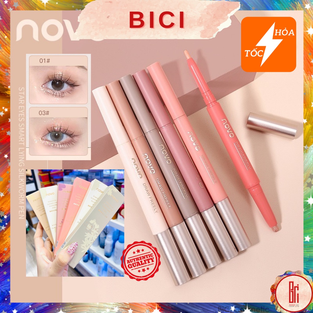 Bút Sáp 2 Đầu Đánh Mắt Lấp Lánh NOVO Star Eyes Clever Lying Silkworm Pen