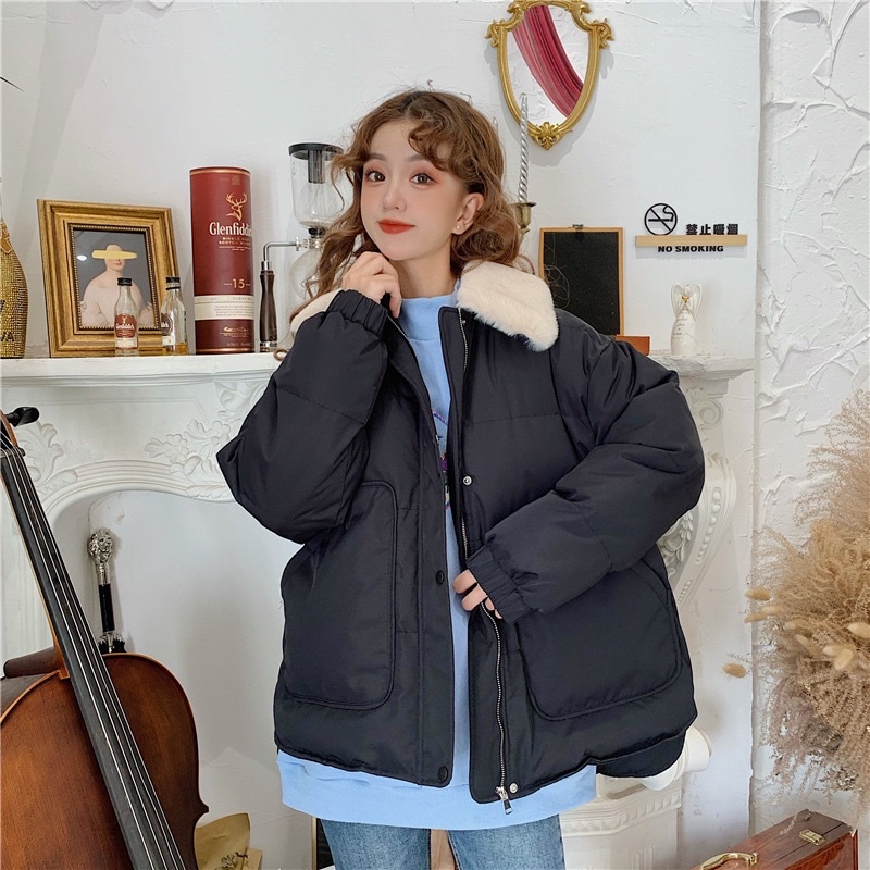 Giao Ngay 🌼Áo Phao Lông Vũ Cổ Lông Rút Eo FREE SIZE hàng Quảng Châu Cao Cấp | BigBuy360 - bigbuy360.vn