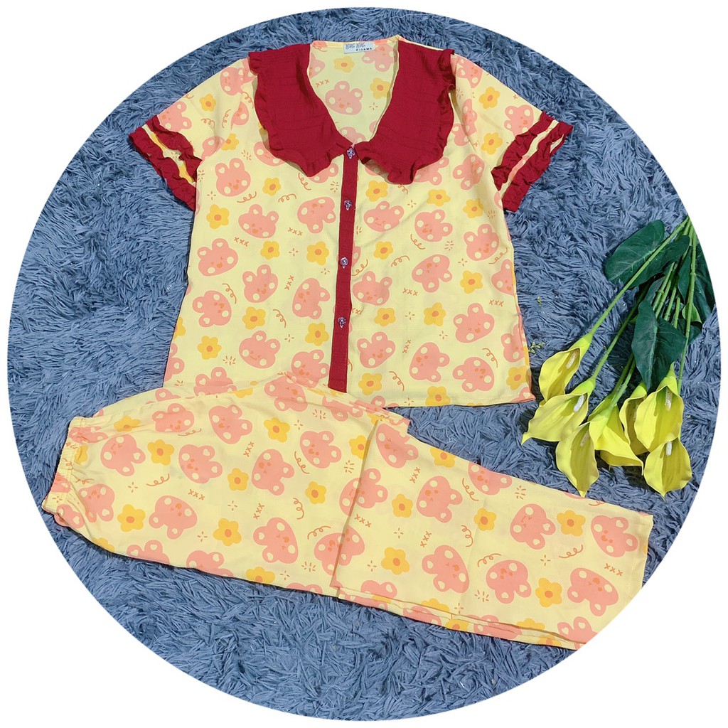 Đồ bộ pijama TNQD đũi tiểu thư - form 40-60kg