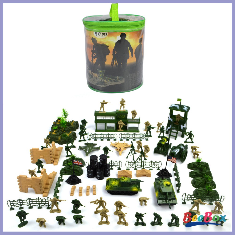 Set 90 Mô Hình Đồ Chơi Quân Đội BeeBox 5cm Bằng Nhựa