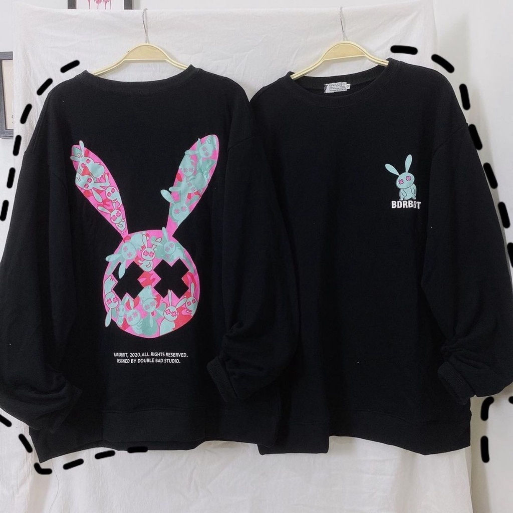 Áo Sweater Tay Dài RABBIT Vải Nỉ Form Rộng Ulzzang Unisex