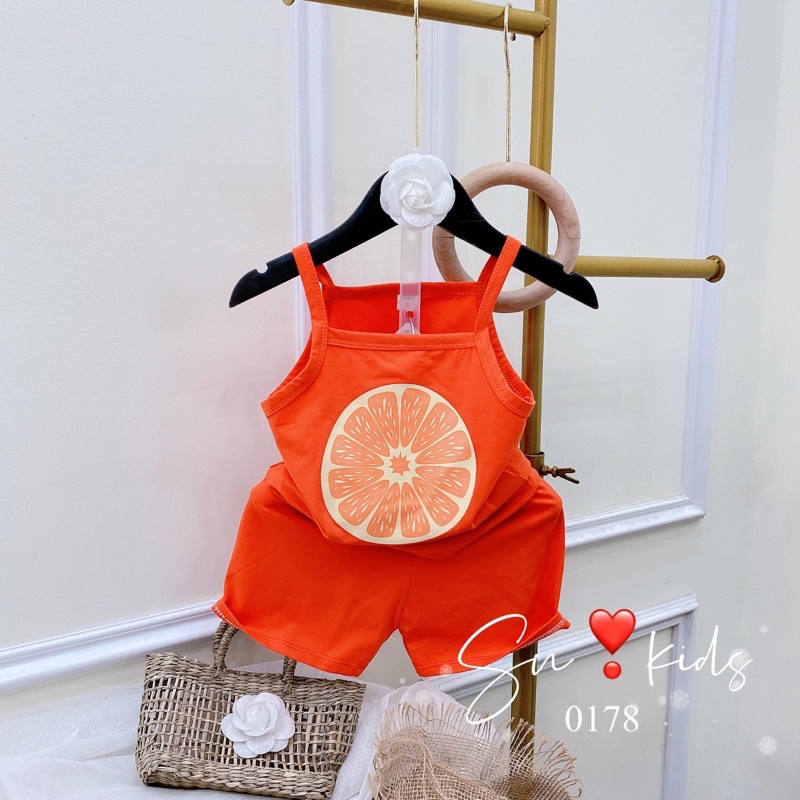 Bộ 2 dây bé gái chất cotton nhiều màu hình dễ thương cho bé 7-19kg mã QATE A042