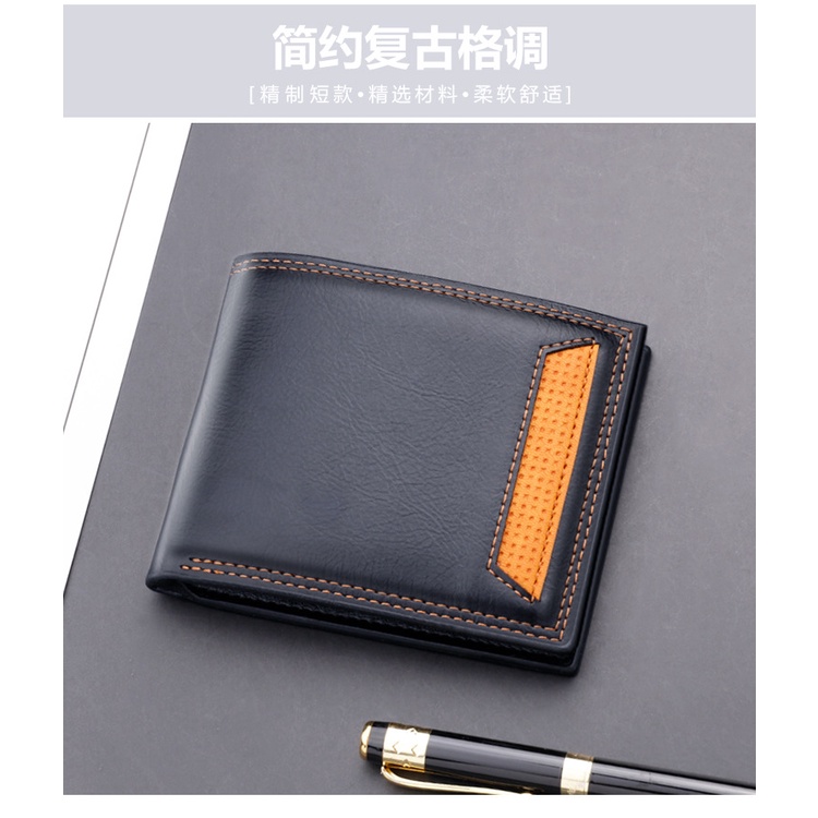 Ví ngắn đựng nhiều thẻ màu trơn thời trang Âu Mỹ cho nam