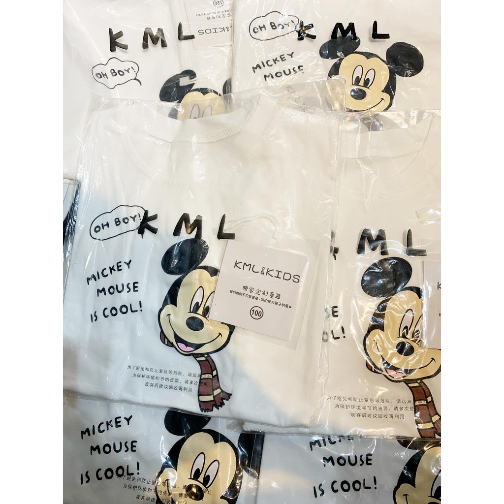 Áo thun trắng Mickey cho bé trai bé gái