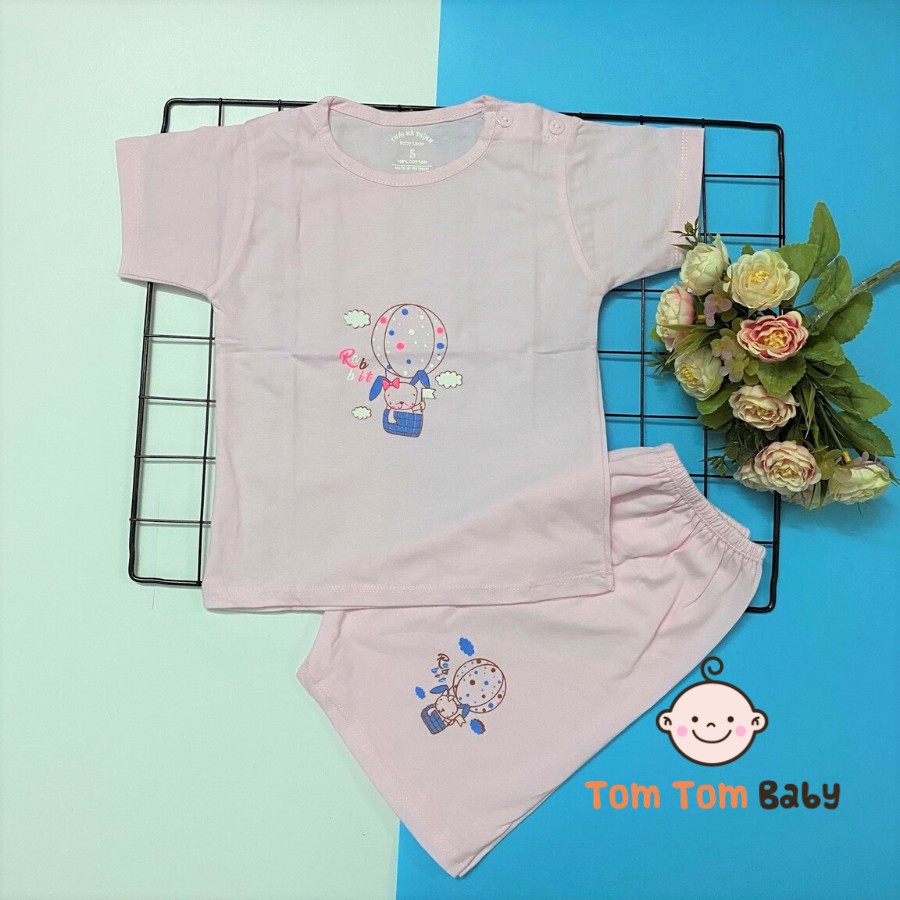 Bộ quần áo sơ sinh Cotton Thái Hà Thịnh | Mẫu Cài Vai Màu | Size 3-5 cho bé 7-11kg | Quần áo trẻ em