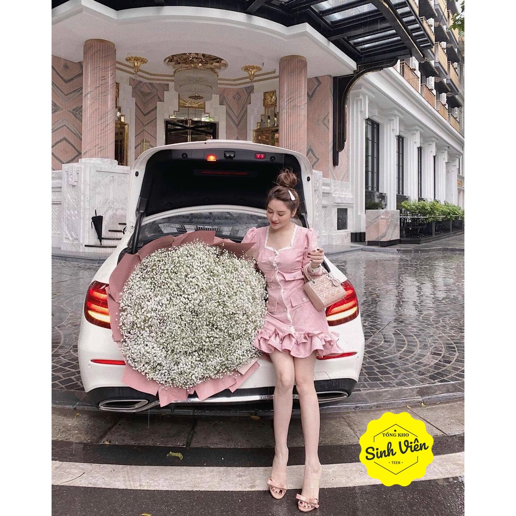 [Hàng chuẩn] Váy Nhung Tăm 👗Viền Ren Màu Hồng Đuôi Cá, Váy Nhung Đuôi Cá Phong Cách Hàn Quốc | BigBuy360 - bigbuy360.vn