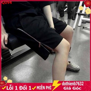 [ FREESHIP + VIDEO ẢNH THẬT ]  quần kaki đùi nam cở sooc lửng phối khóa - short vải đen nữ túi to lưng thun dáng sọt gối